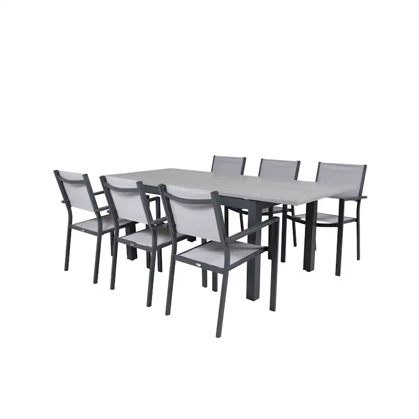 Matgrupp Venture Home Aleyna 160/240 med 6 Copacabana Karmstolar