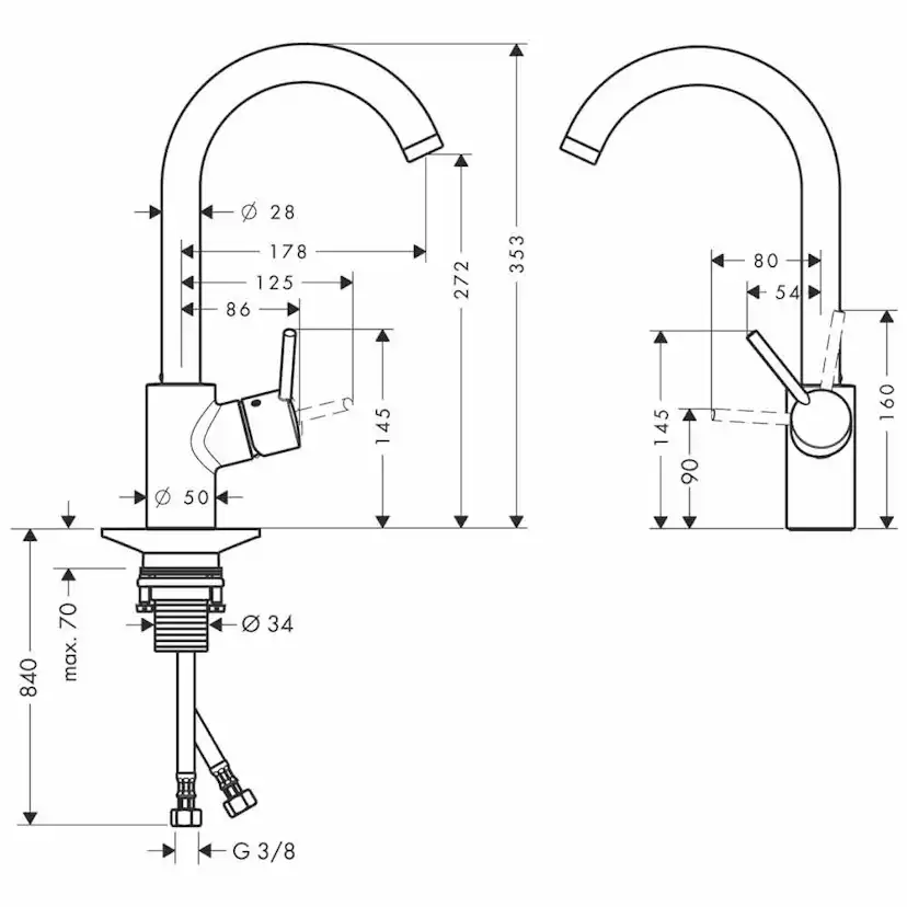 Köksblandare Hansgrohe Talis S2 Variarc med Hög Pip