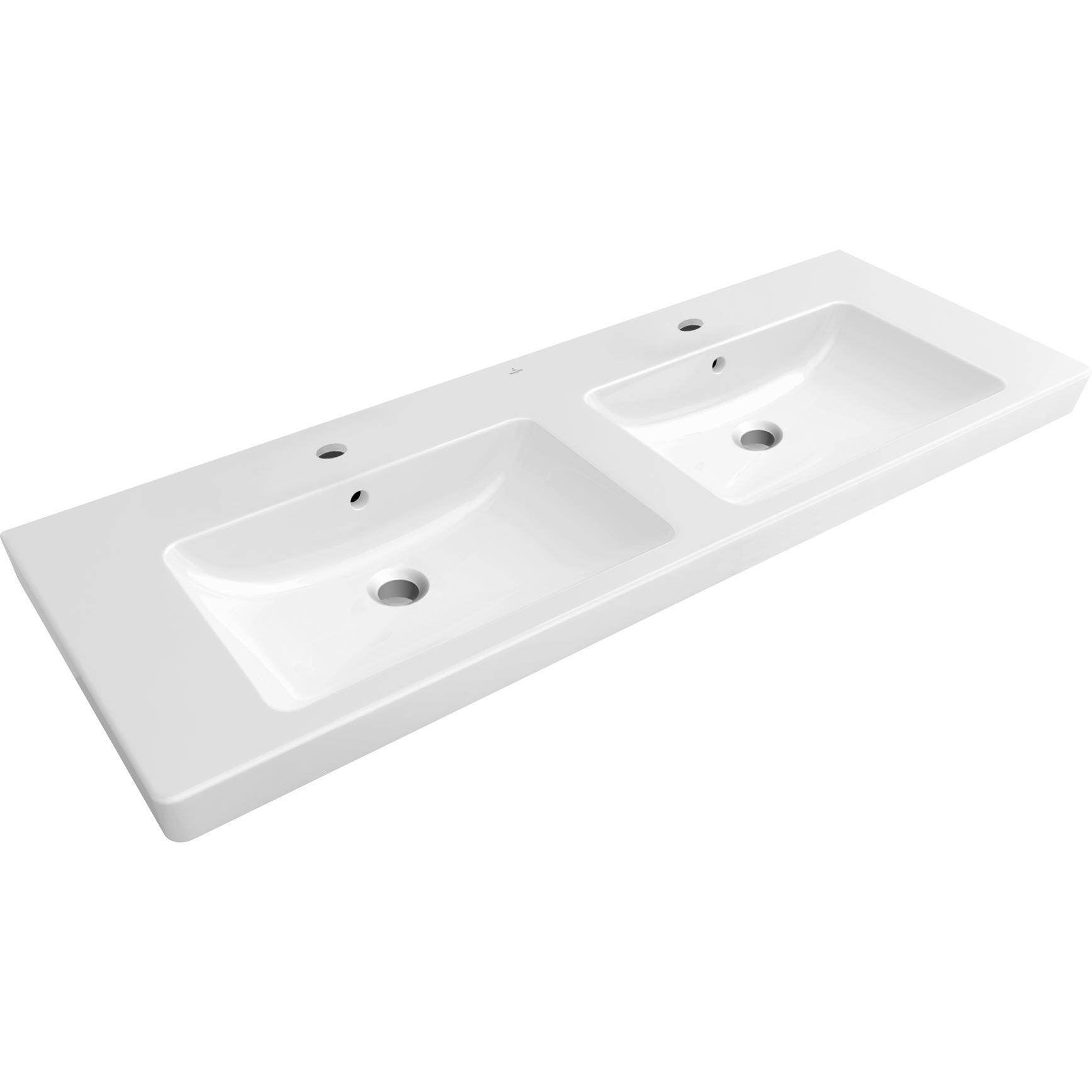 Tvättställ villeroy & Boch Subway 2.0 7175D0R1 Vit Alpin CeramicPlus, Med Bräddavlopp, för Två Trehålsblandare