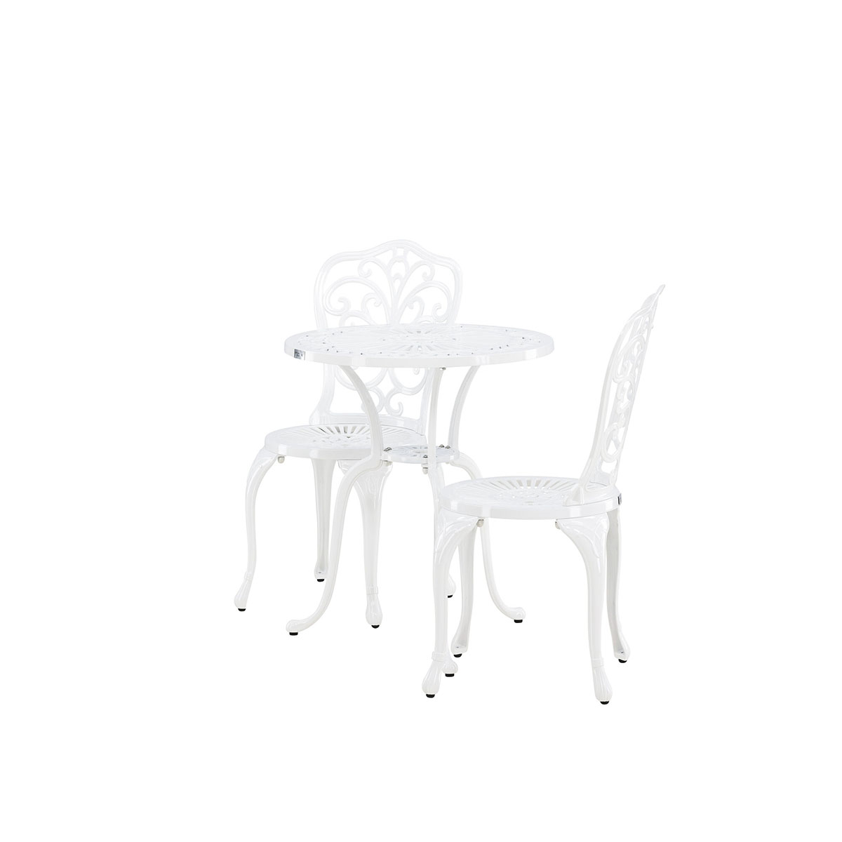 Caféset Venture Home Nandin Klassisk Cafégrupp med Runt Bord & 2 Stolar i Aluminium, Vit
