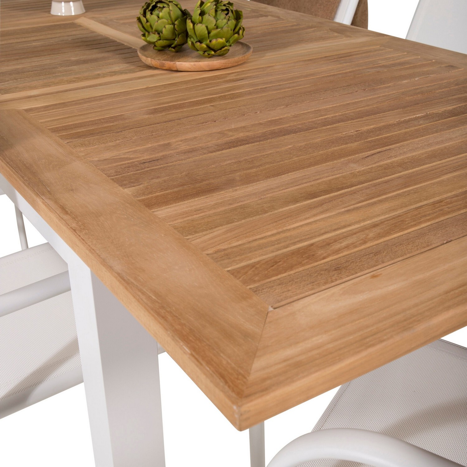 Panama Dining Table 152/210*90 - White Alu / Teak+Santorini Blanka Ben