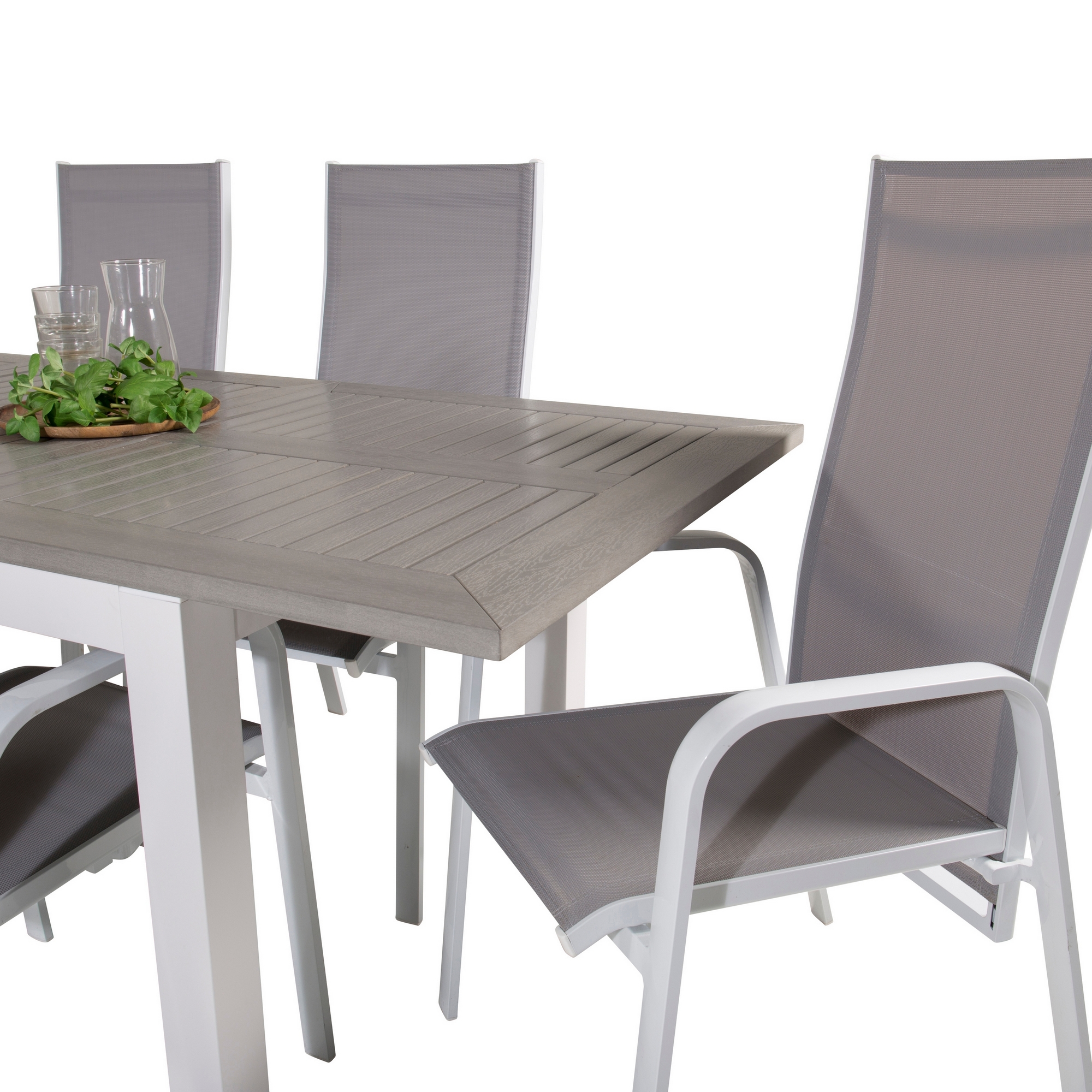 Albany Dining Table 152/210*90 - White Alu / Grey Aintwood+C Vit/Grå