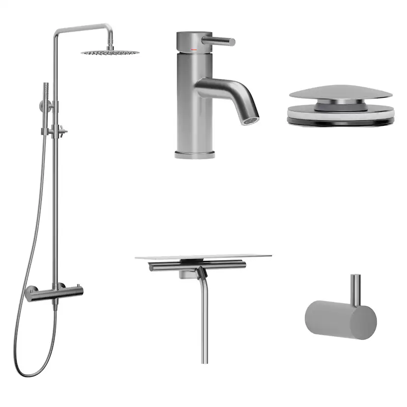 Blandarpaket Scandtap Steel Pleasure 2 med Accessoarer