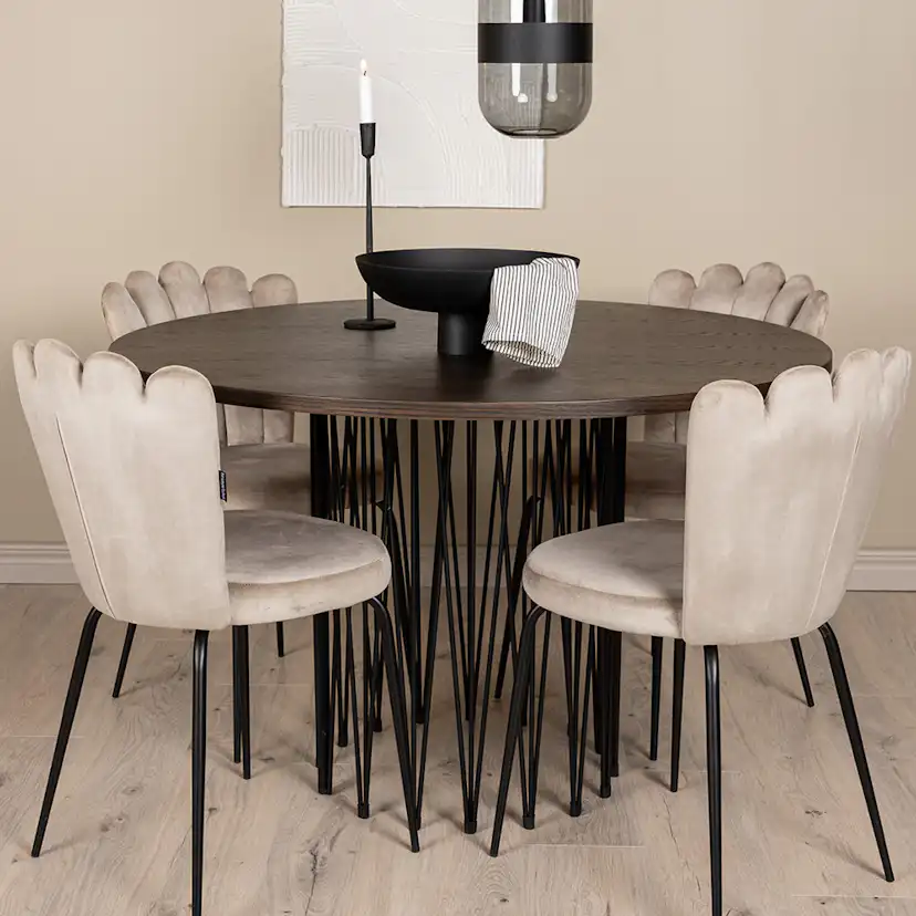 Matgrupp furniture/fashion Stone Ø120 cm med 4 Limhamn Light Stolar