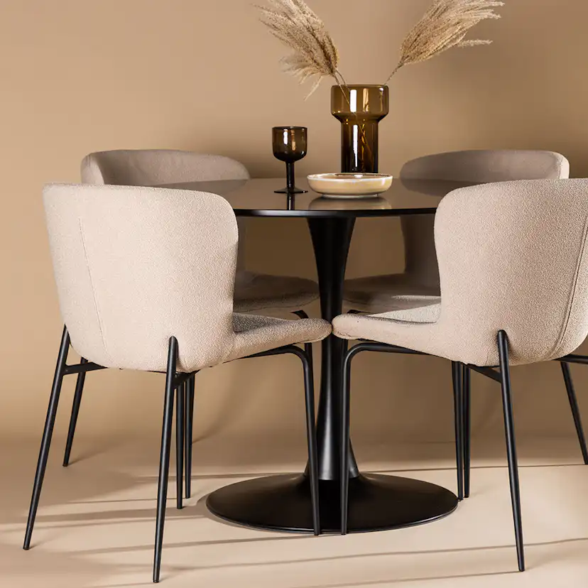 Matgrupp Venture Home Glade Ø 100 cm med 4 Modesto Stolar
