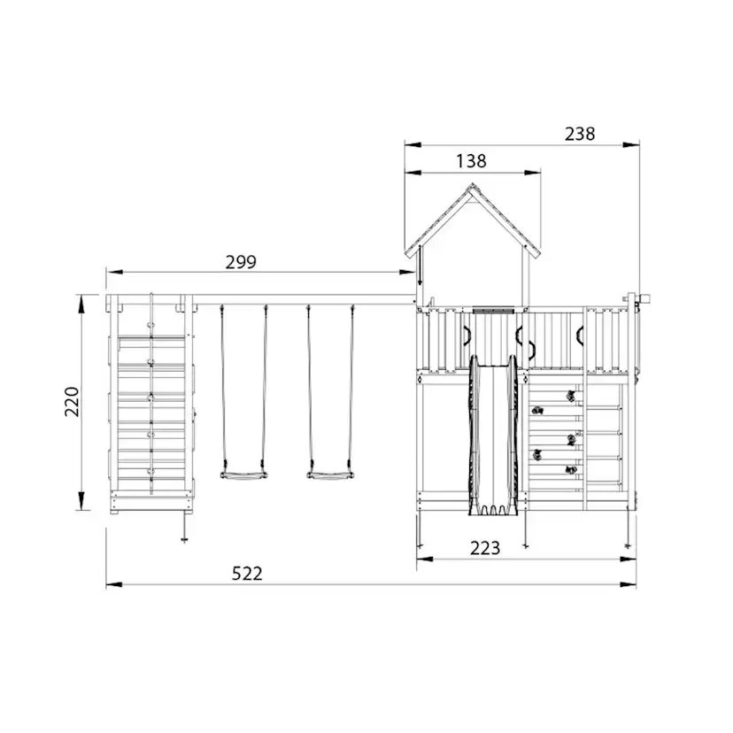 Lektorn Jungle Gym Mansion 2.1 Klättermodul Blå Rutschkana