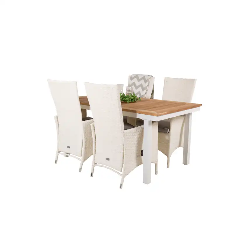 Panama Dining Table 160/240*90 - White Alu / Teak+Padova Arm Blanka Ben