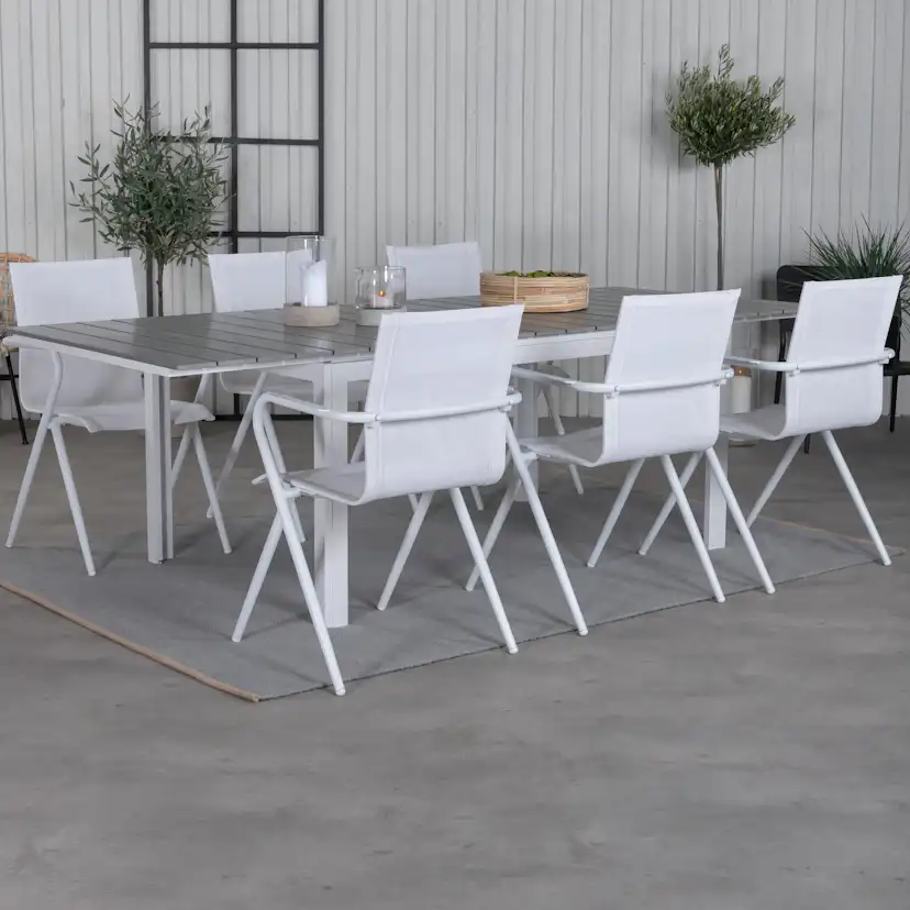Matgrupp Venture Home Lova 160 Vit med 6 Aspen Matstolar