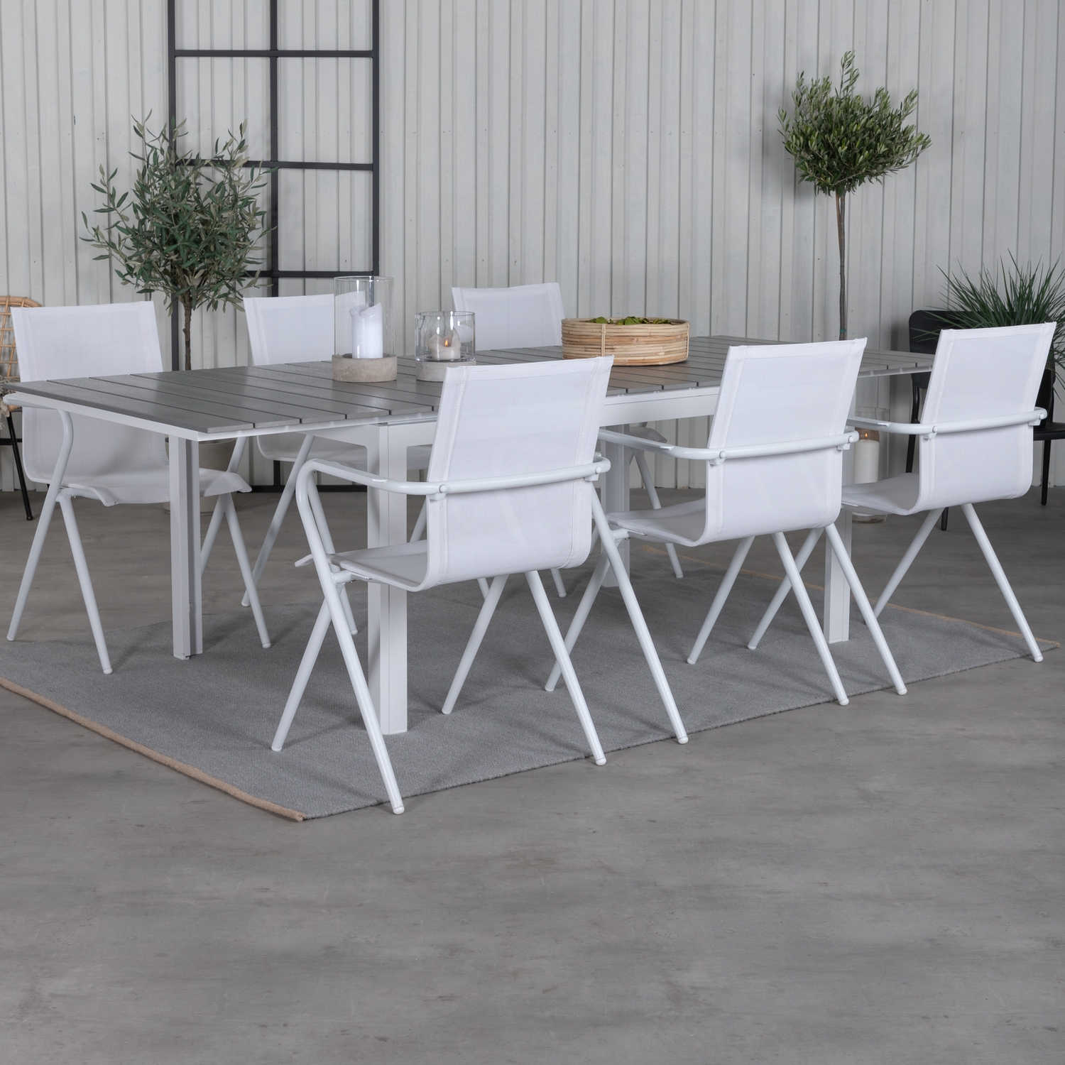 Matgrupp Venture Home Lova 160 Vit med 6 Aspen Matstolar