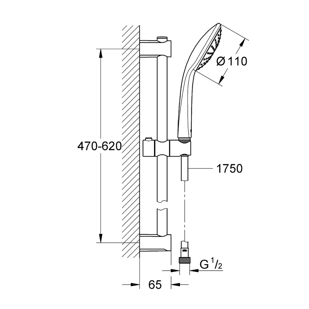 Duschset Grohe Vitalio Joy 110 Mono med stång