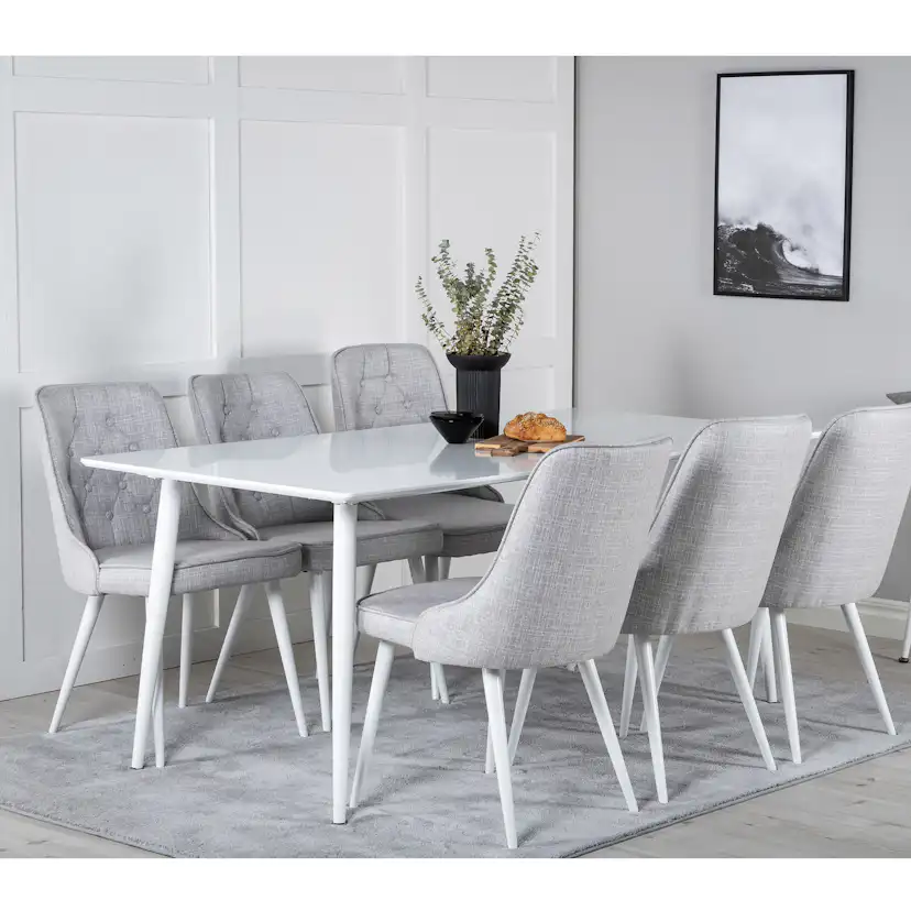 Matgrupp Venture Home Pobbie med 6 Vera Stolar Vita Ben