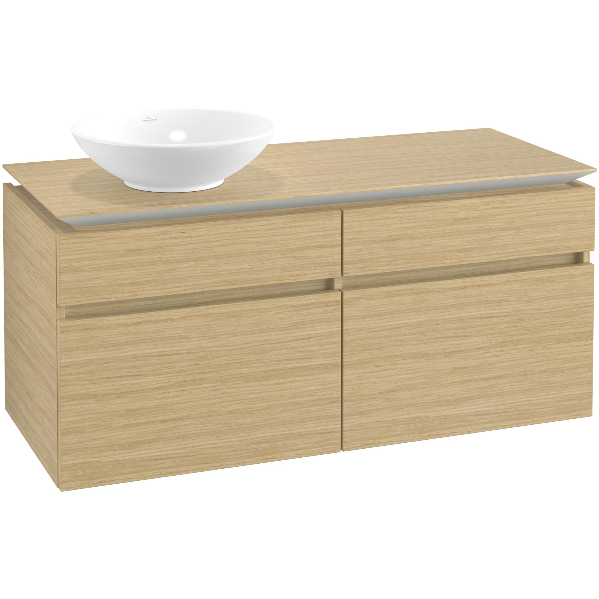Tvättställsskåp Villeroy & Boch Legato 1200 med 4 Lådor för Ocentrerat Ytmonterat Tvättställ