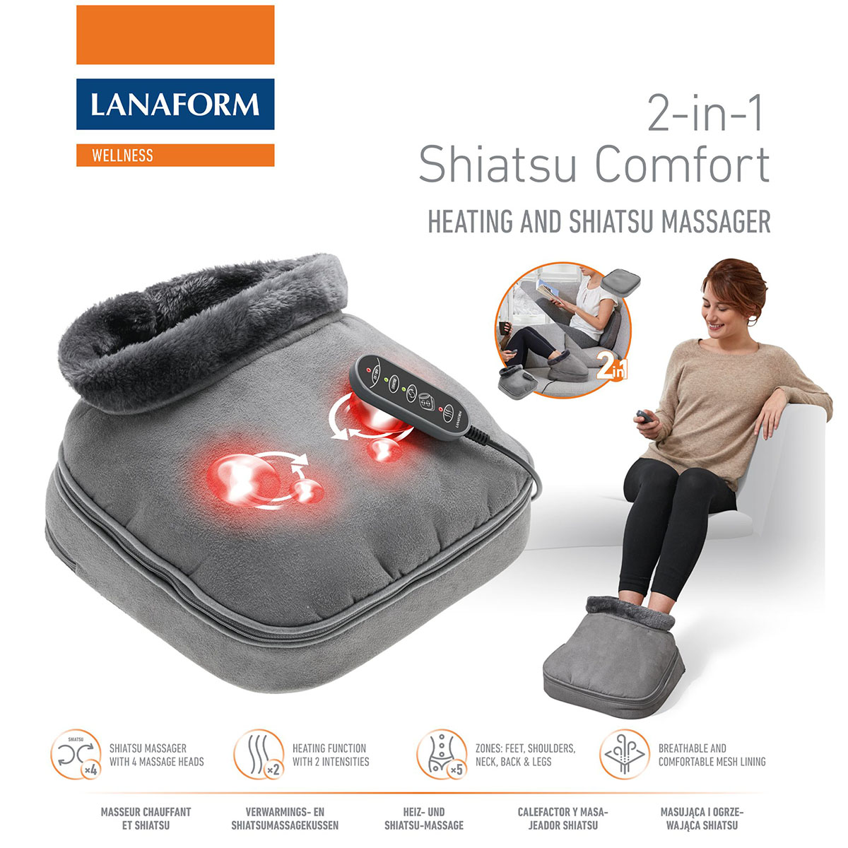 Fotvärmare och Fotmassage Lanaform 2 i 1 Shiatsu Comfort