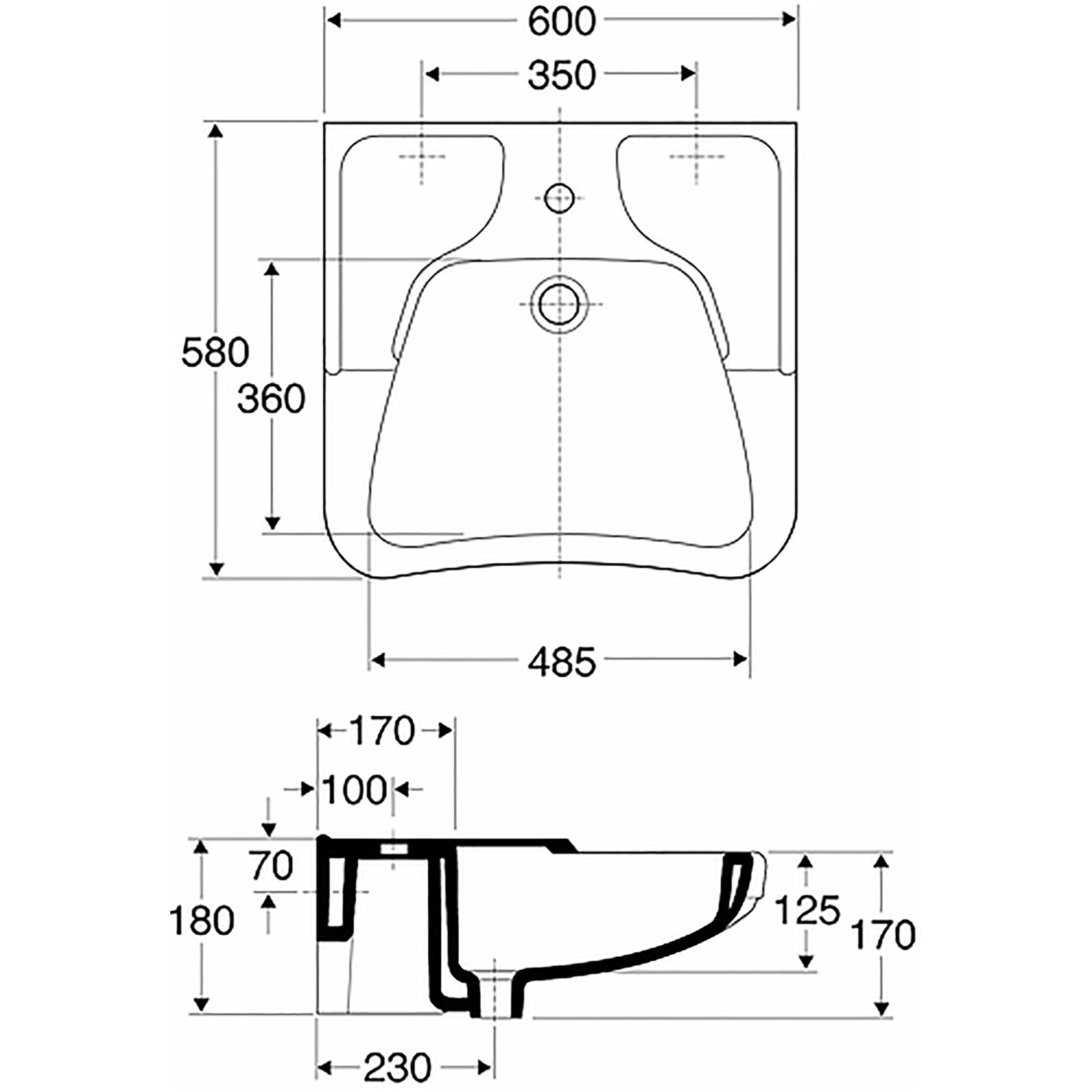 Tvättställ Ifö Handikappanpassat 600 mm Infälld