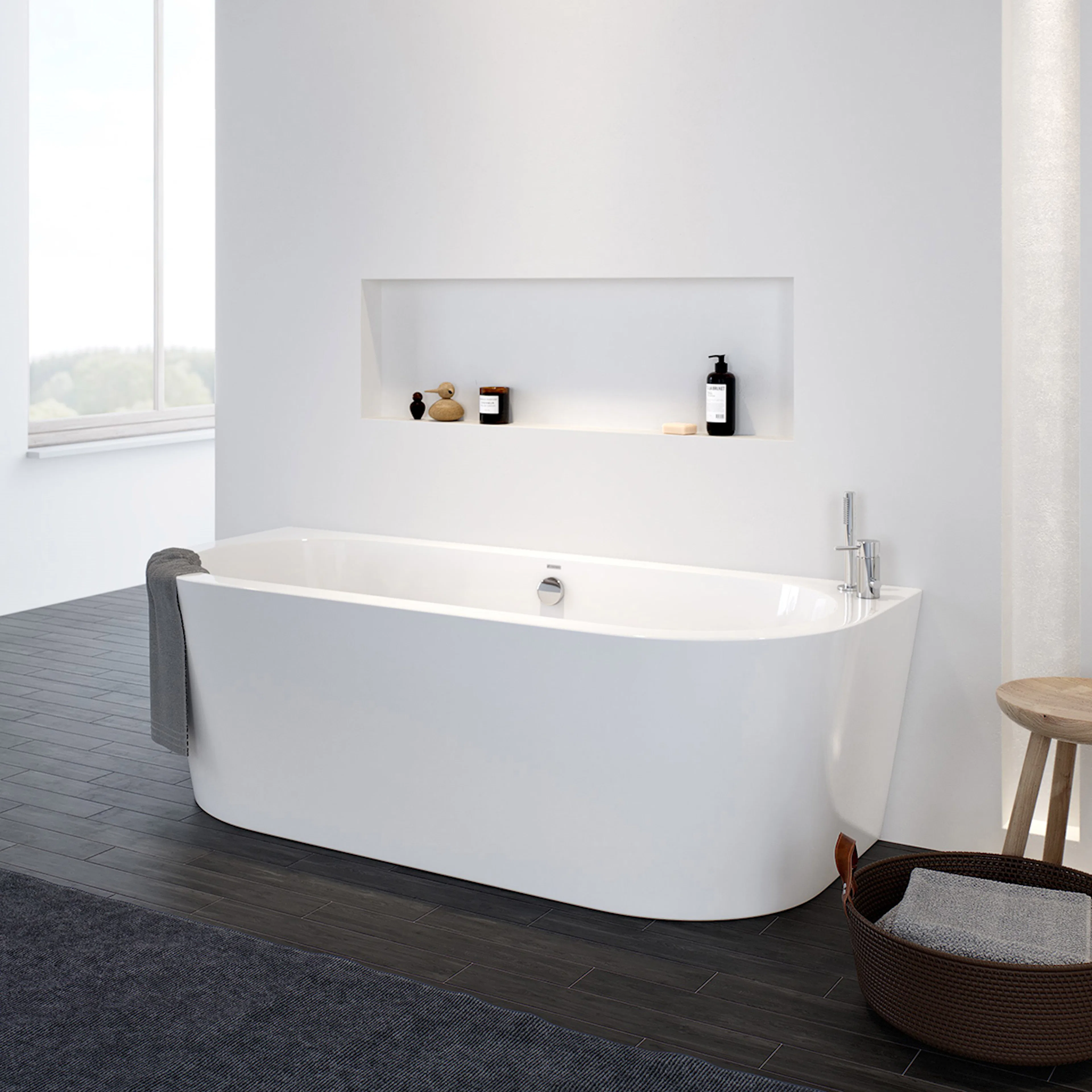 Lago Back-To-Wall badkar 1650x755mm inkl. 1650 mm