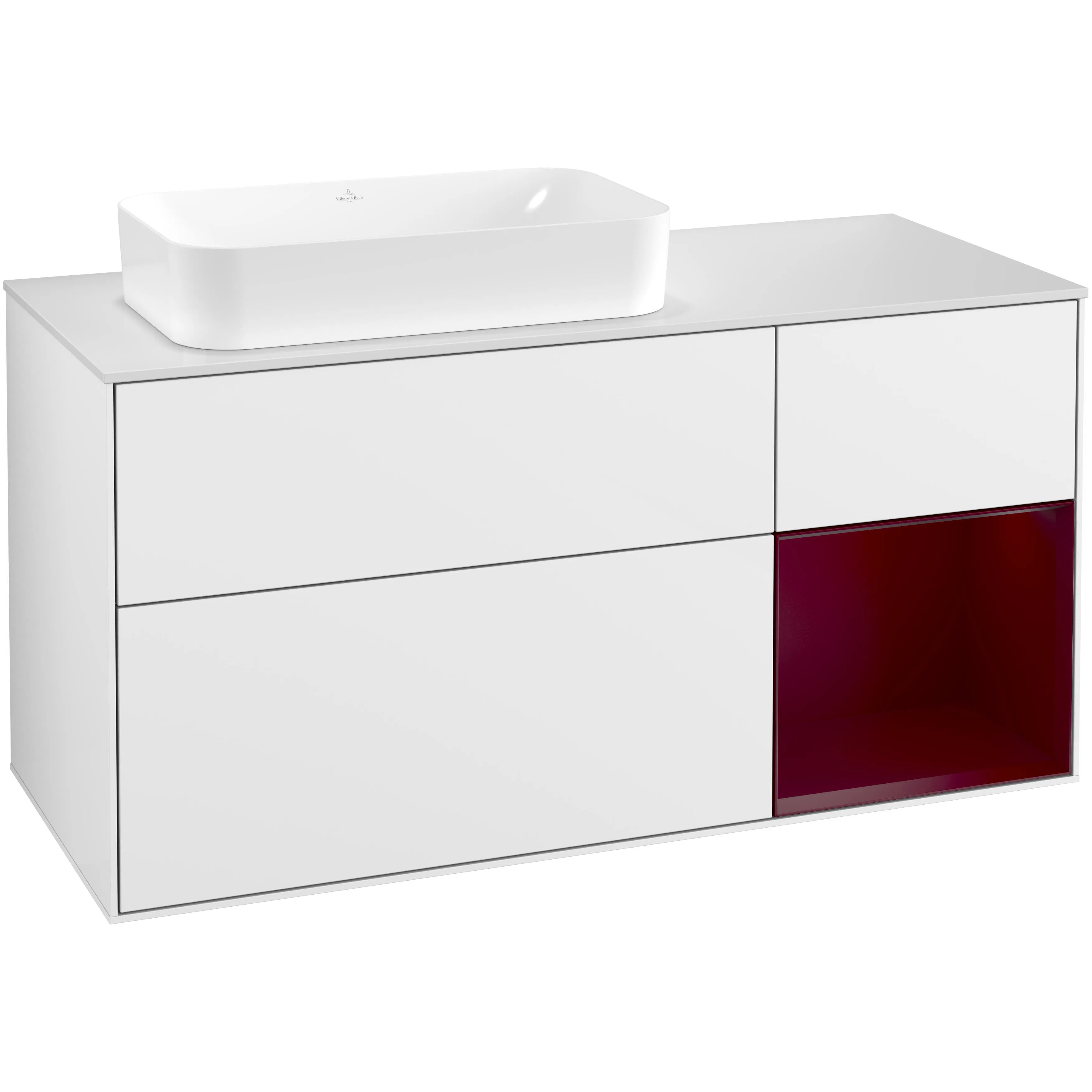 Tvättställsskåp Villeroy & Boch Finion med 3 Lådor Hylla och Bänkskiva för Ocentrerat Fristående Tvättställ