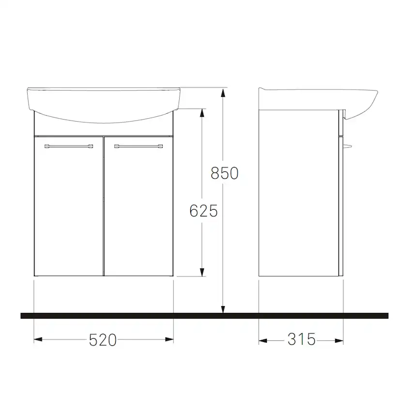 Tvättställsskåp Ifö Spira 570 mm