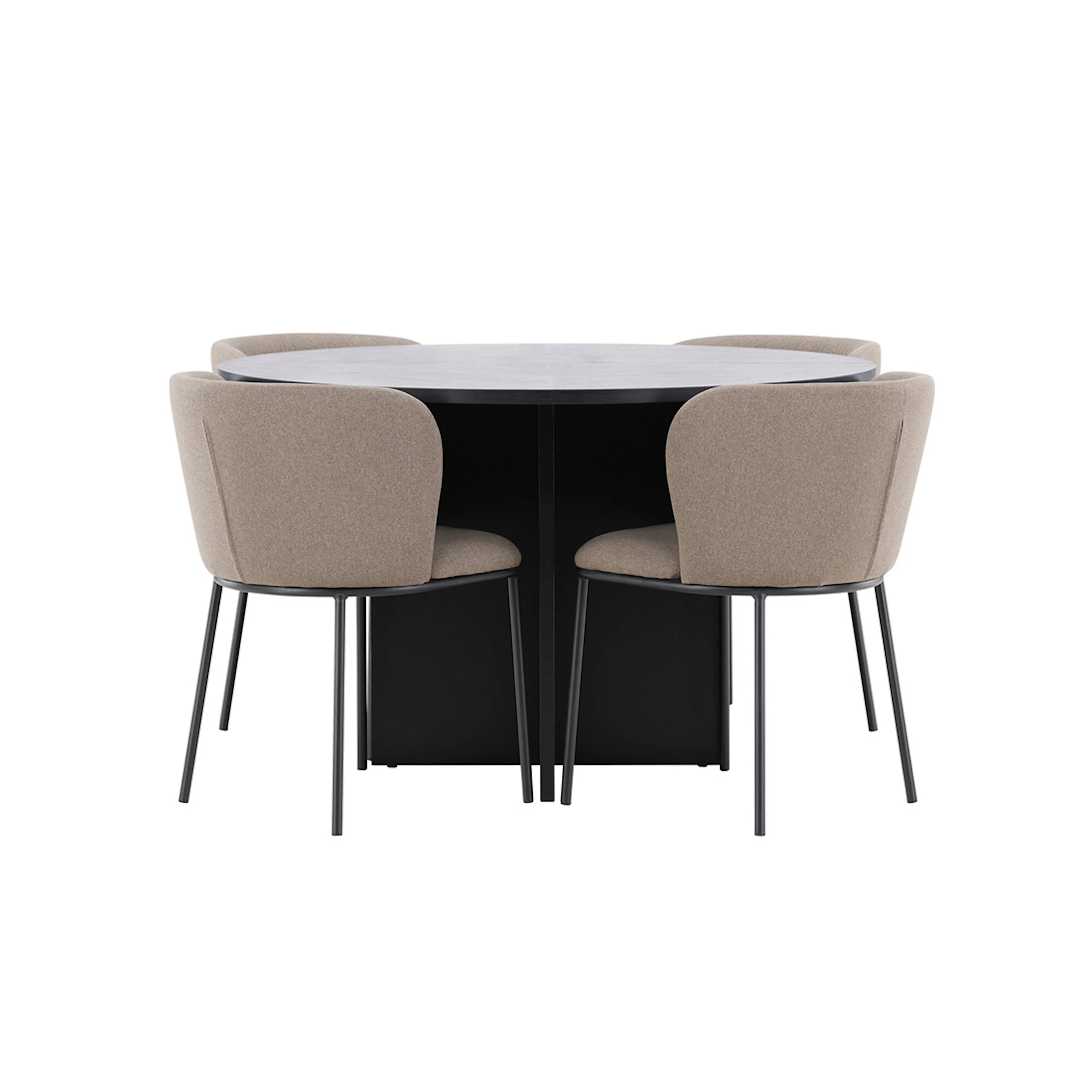 Strada Table - Black with 4 Edina Chair - Black / Brown Färg: Svart