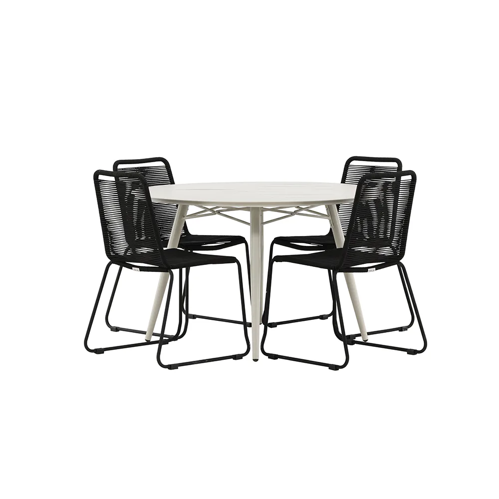 Matgrupp Venture Home Lina Ø120 cm med 4 Lindos Stolar
