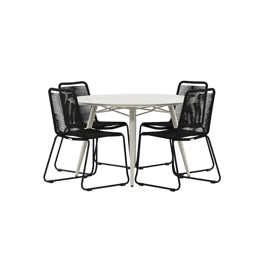 Matgrupp Utomhus Venture Home Lina Ø120 cm med 4 Lindos Trädgårdsstolar