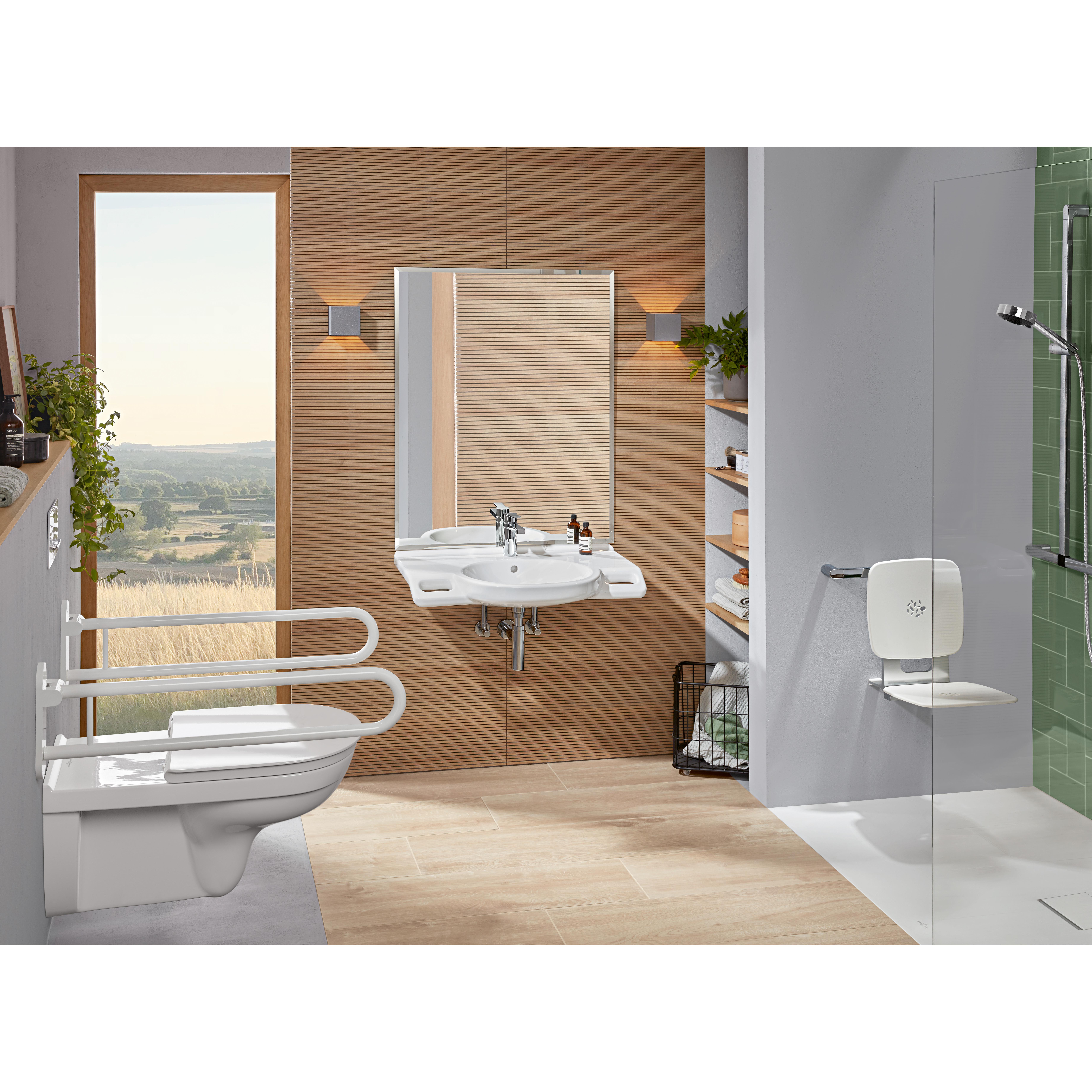 Tvättställ villeroy & Boch O.novo Vita 412081T2 Vit Alpin AntiBac CeramicPlus, Utan Bräddavlopp, Med Blandarhål, för Trehålsblandare
