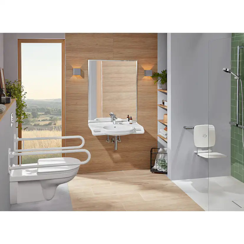 Tvättställ villeroy & Boch O.novo Vita 412081T2 Vit Alpin AntiBac CeramicPlus, Utan Bräddavlopp, Med Blandarhål, för Trehålsblandare