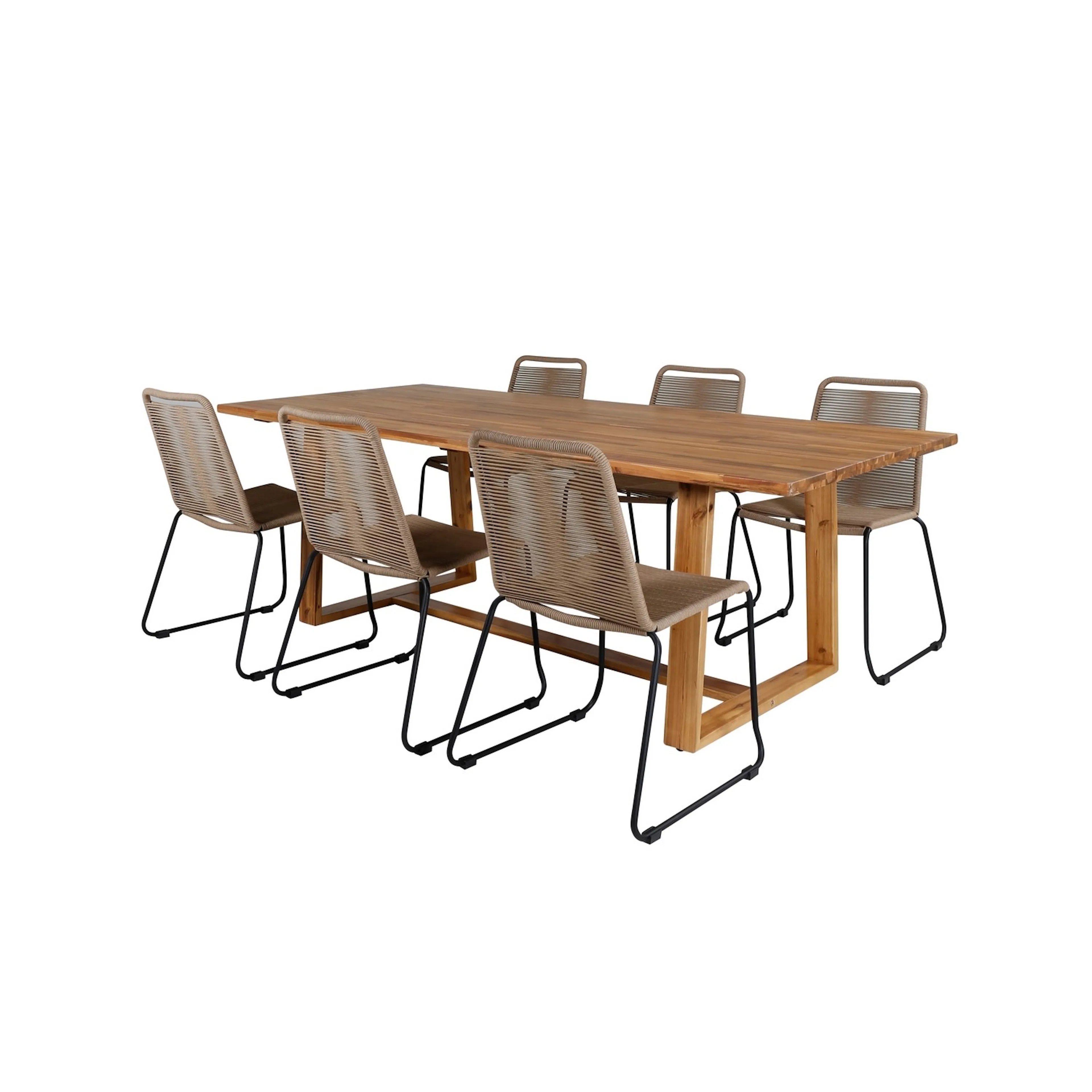 Plankton - Dining Table acacia - 220*100+Lindos Stacking Cha Latte