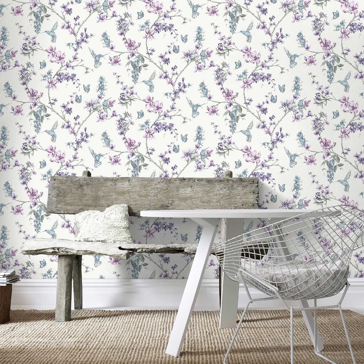 Tapet Superfresco Easy Fåglar Och Blommor 104891