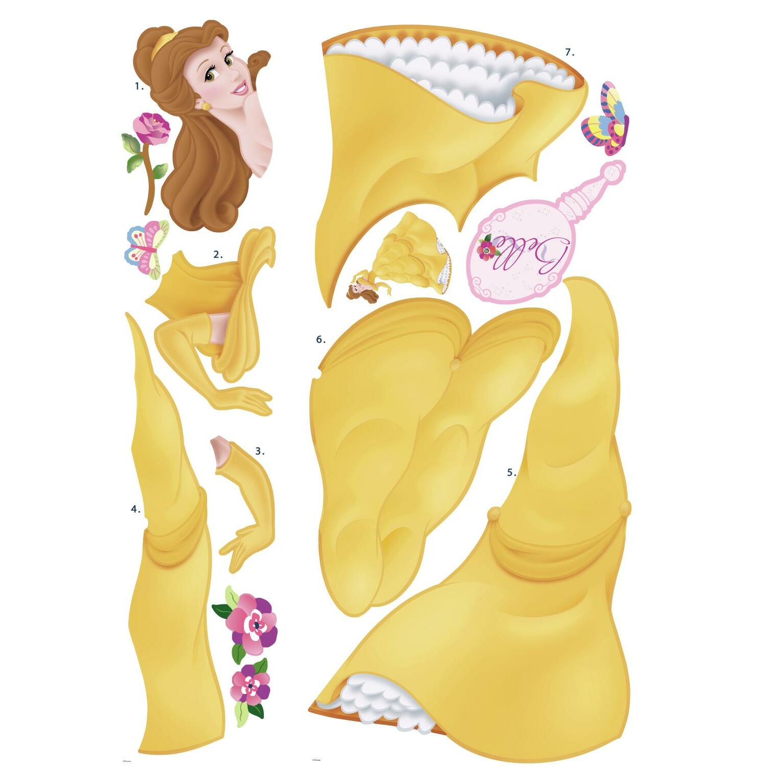 Väggdekor RoomMates Disney Prinsessan Belle med Bling