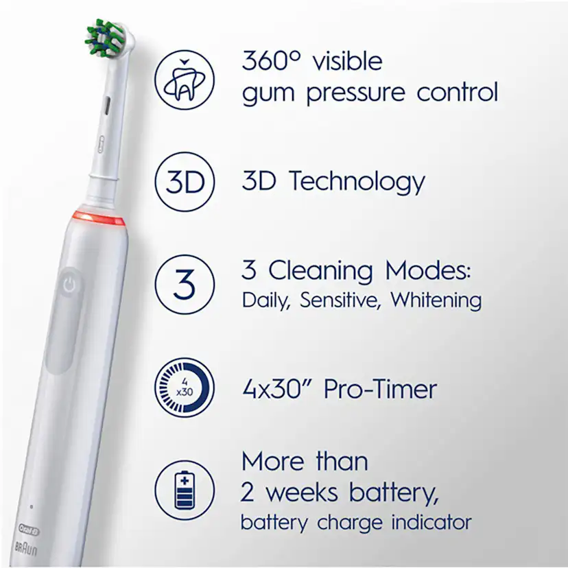 Eltandborste Pro3 3000 White Sensi Vit