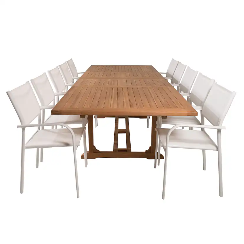 Matgrupp Venture Home Kenya 195-295x110 Teak med 10 Santorini Karmstolar