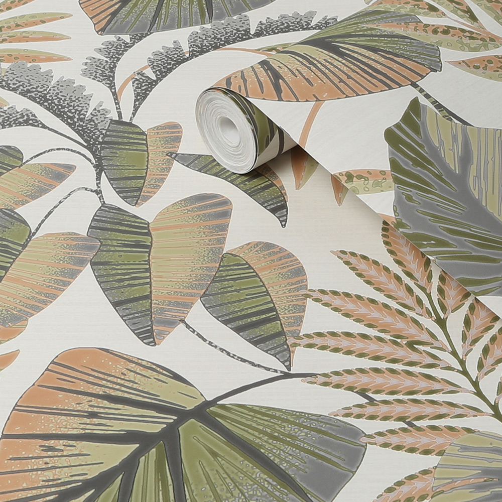 Tapet NEXT Jungle Leaves Orange