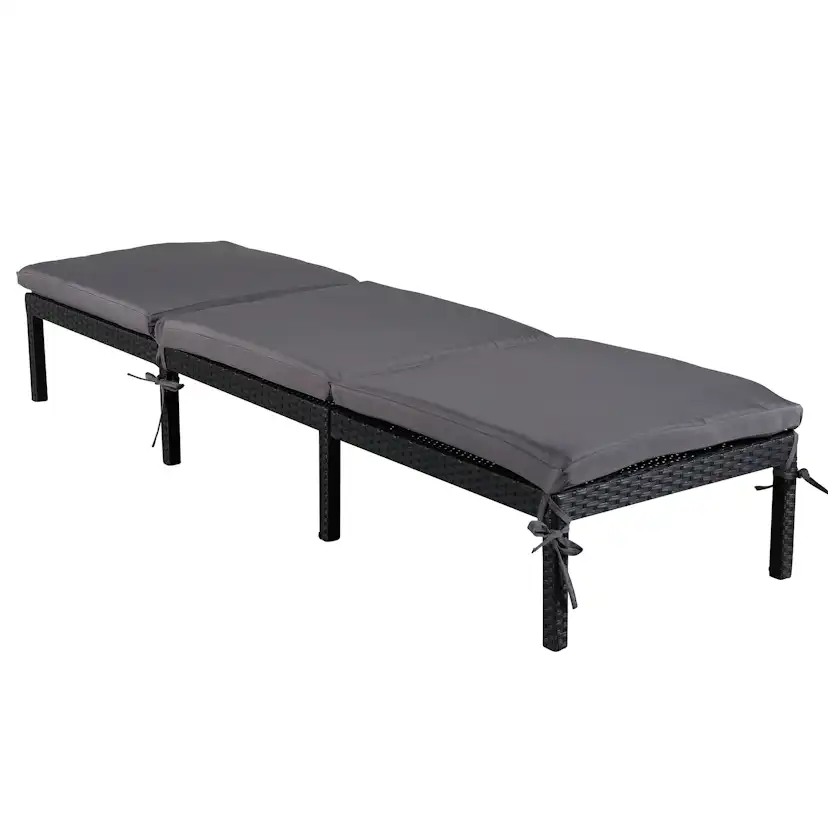 Bilbao sunlounge black wicker/grey cushion Svart/Grå