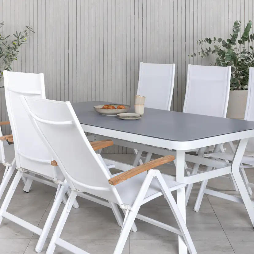 Matgrupp Venture Home Virya 160x90 cm med 6 Panama Positionsfåtöljer