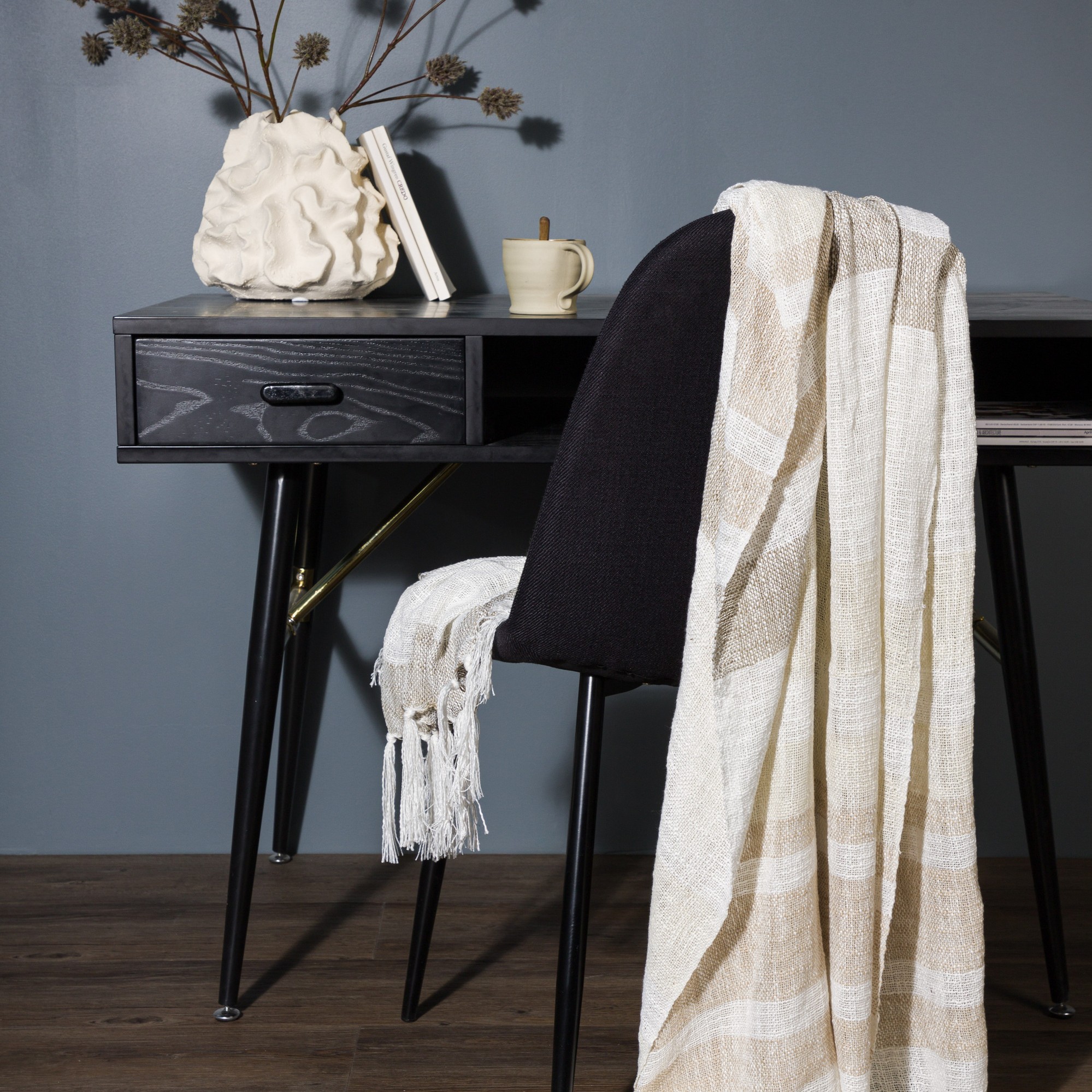 Sandy Throw Slub/polyester - Offwhite/beige/brown / - 130*17 Beige/Brun/Vit
