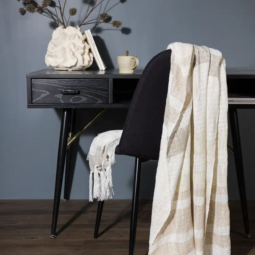 Sandy Throw Slub/polyester - Offwhite/beige/brown / - 130*17 Beige/Brun/Vit