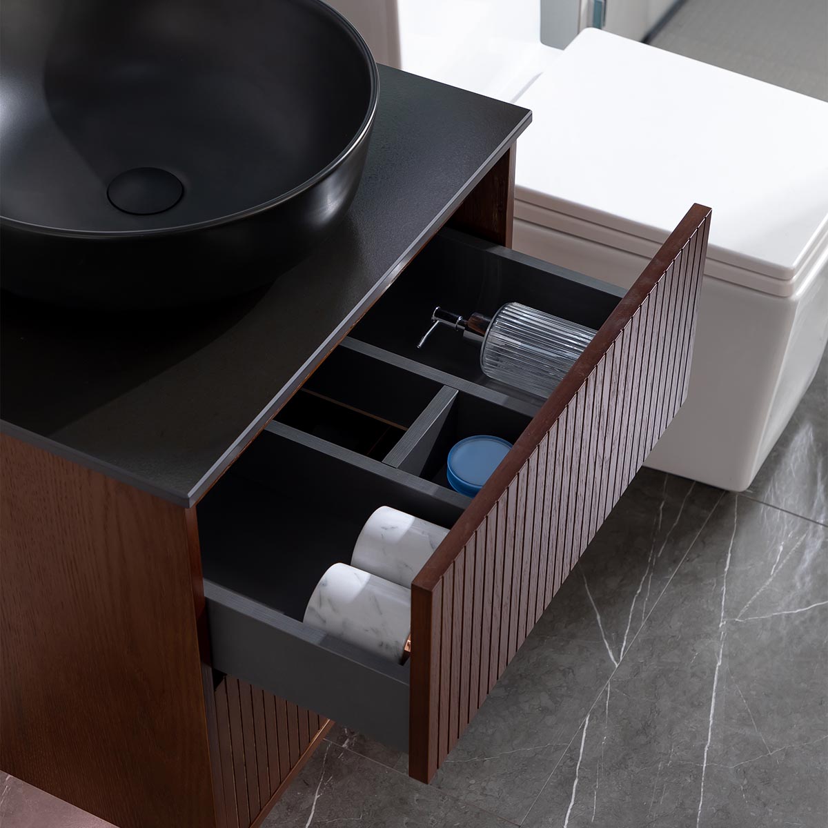 Washbasin Cabinet Bathlife FÖRTJUST 60 Brown oak Bredd: 600 mm