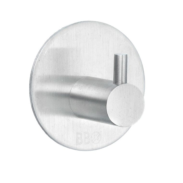 Design enkelkrok, diam 48 mm, självhäft, RF stål Borstat Rostfritt Stål