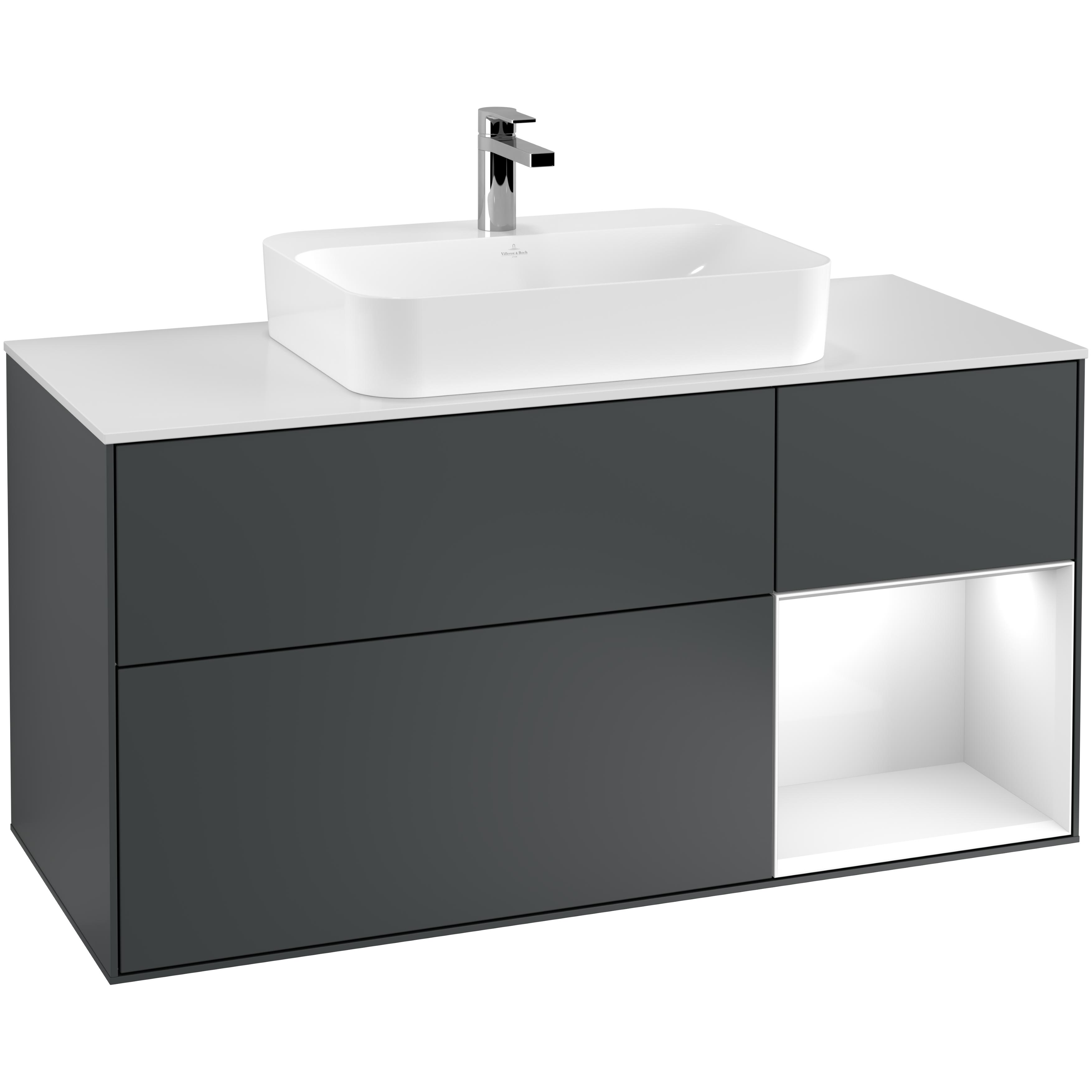 Tvättställsskåp Villeroy & Boch Finion med 3 Lådor Hylla och Bänkskiva för Ytmonterat Tvättställ