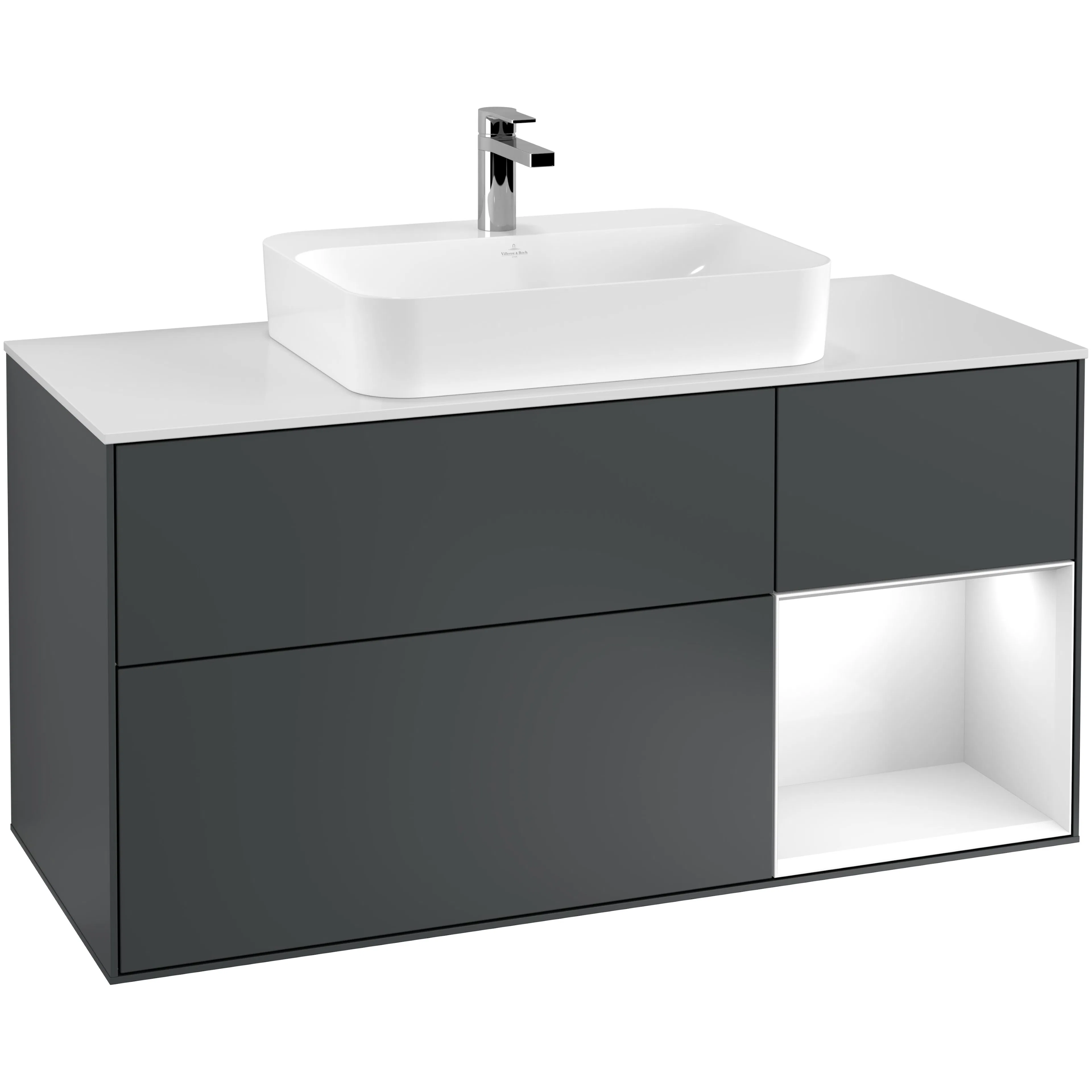 Tvättställsskåp Villeroy & Boch Finion med 3 Lådor Hylla och Bänkskiva för Ytmonterat Tvättställ