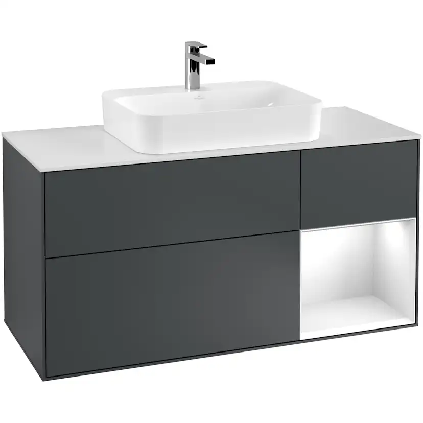 Tvättställsskåp Villeroy & Boch Finion med 3 Lådor Hylla och Bänkskiva för Ytmonterat Tvättställ