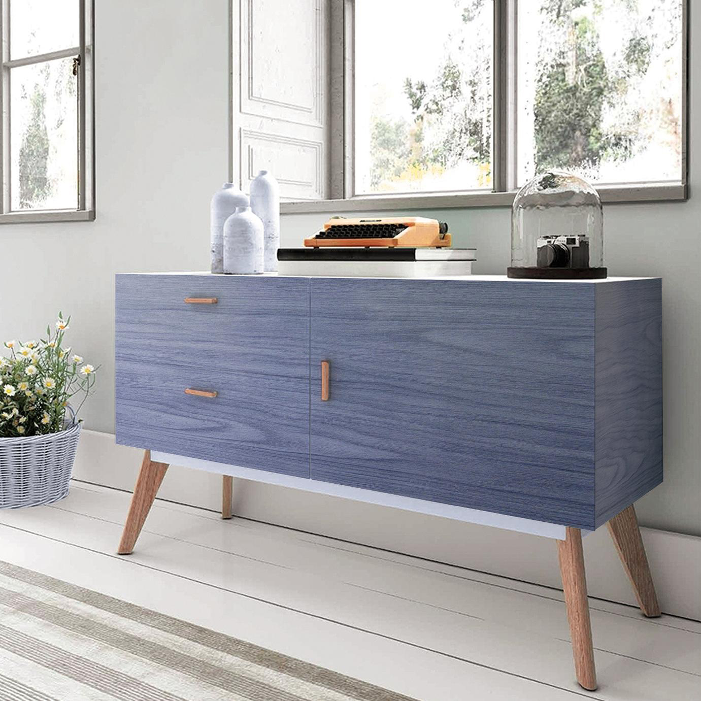 Dekorplast Lineafix Trä Färgat Blått