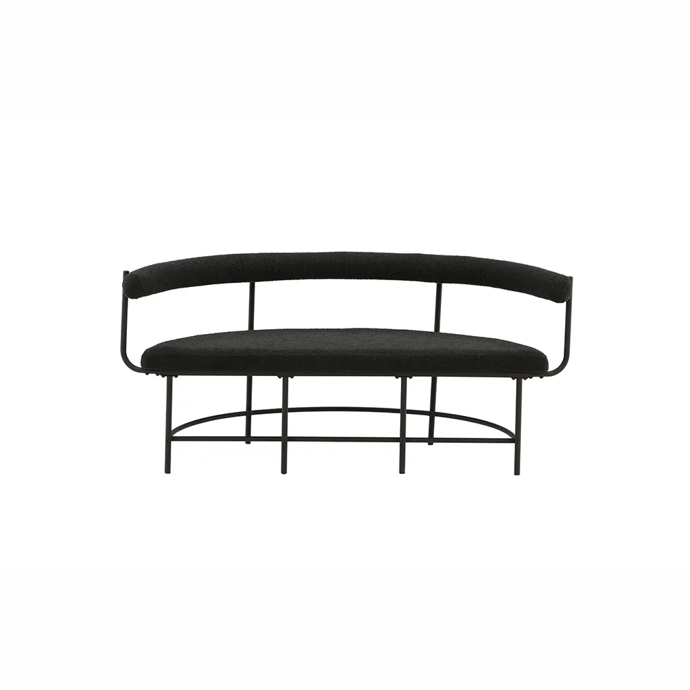 Sittbänk Vind Stallhagen x Josefin Lustig Svart Bänk med Ryggstöd Boucle/Stål 165 cm