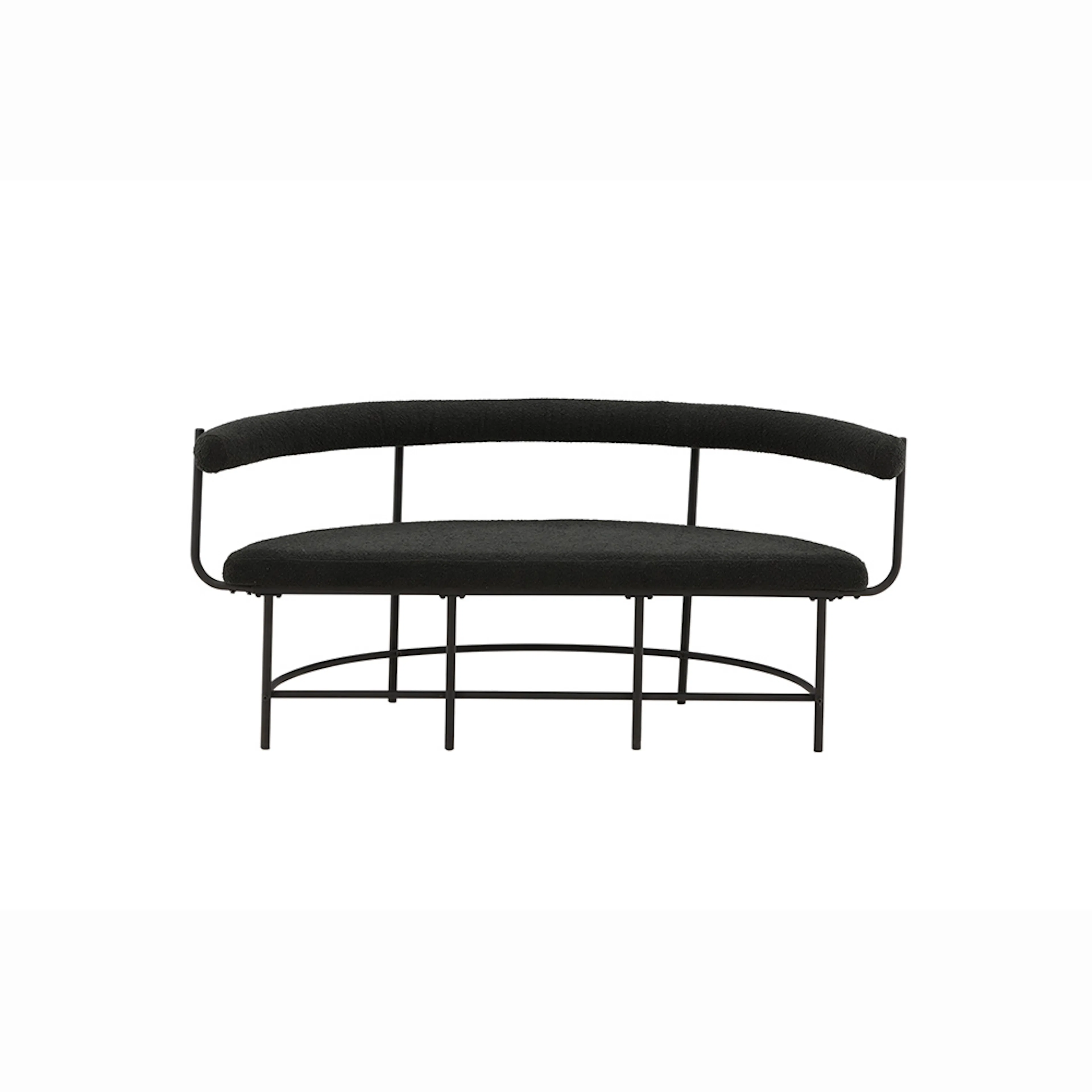 Sittbänk Vind Stallhagen x Josefin Lustig Svart Bänk med Ryggstöd Boucle/Stål 165 cm