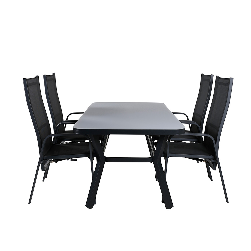 Matgrupp Venture Home Vyn Svart med 4 Curz Matstolar