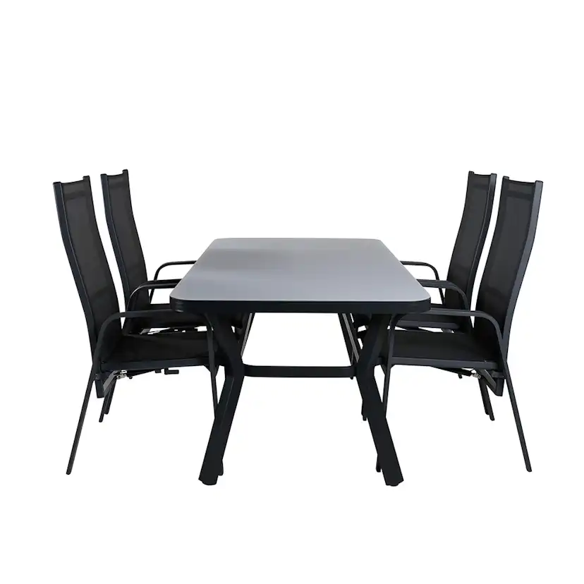 Matgrupp Venture Home Vyn Svart med 4 Curz Matstolar