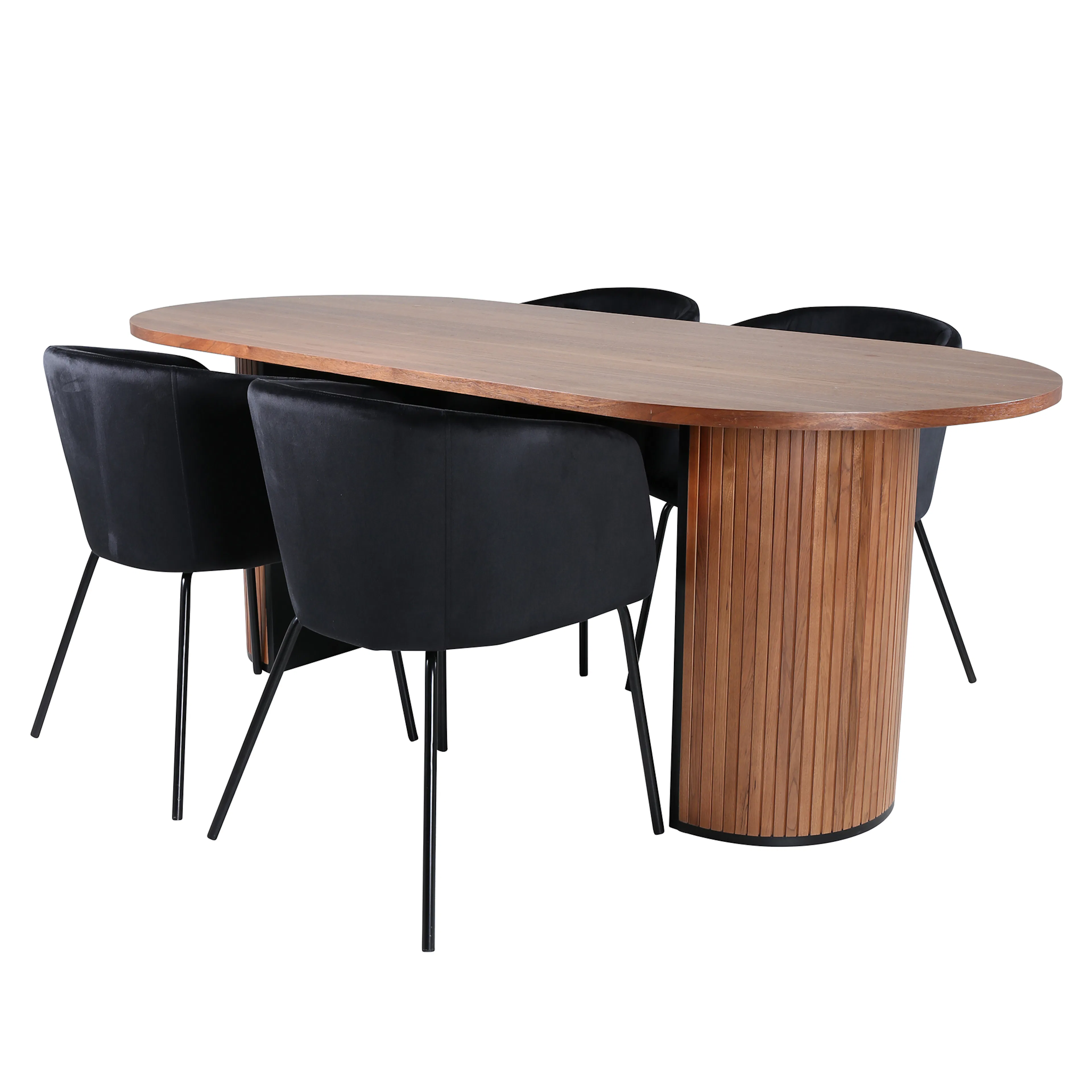 Bianca Oval Dining Table - Walnut / Black Veneer+Berit Chair Svart