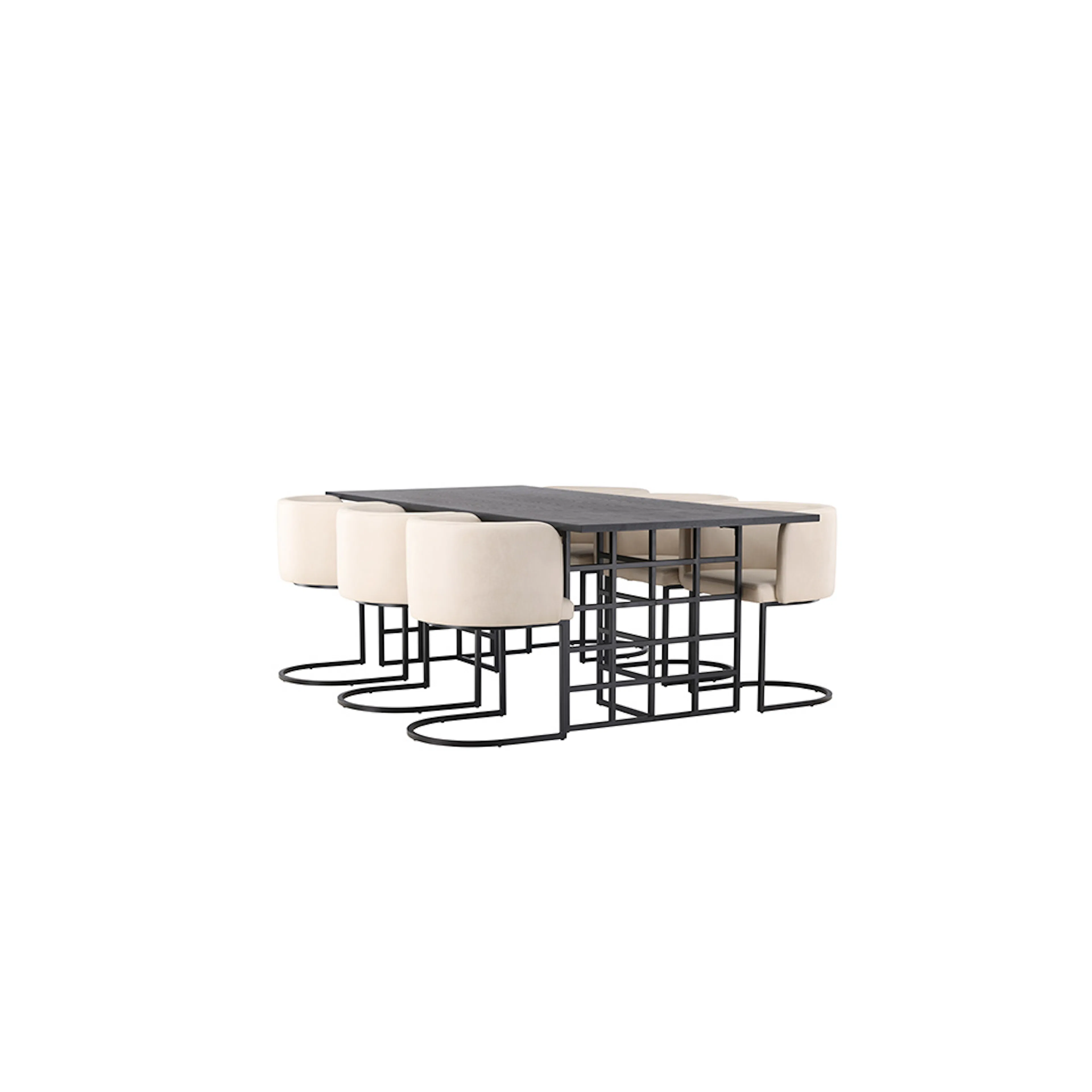 Matgrupp Venture Home Ystad med 6 st Simrishman stolar Beige/Sort