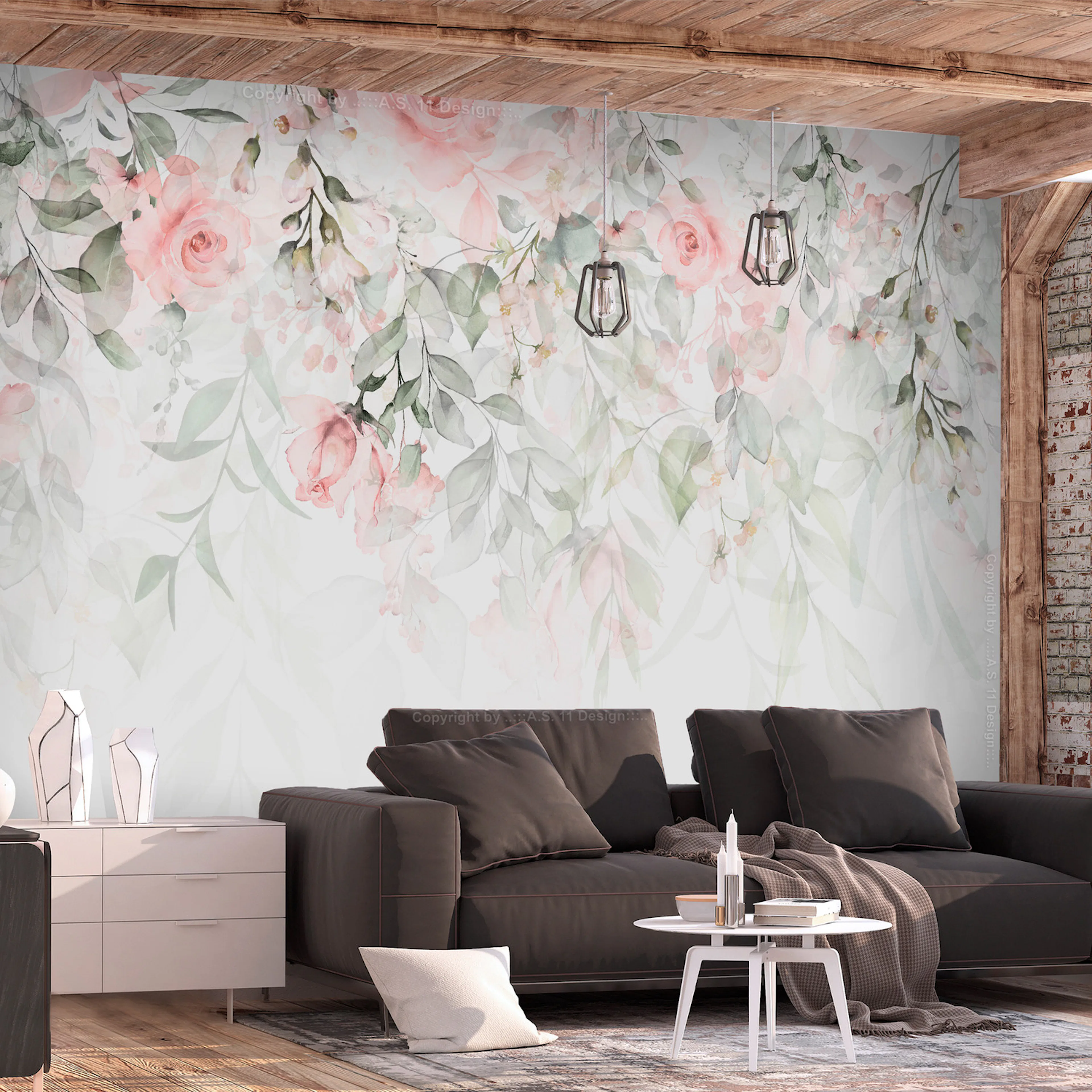 Fototapet - Waterfall of Roses - First Variant 300x210 300x210 cm