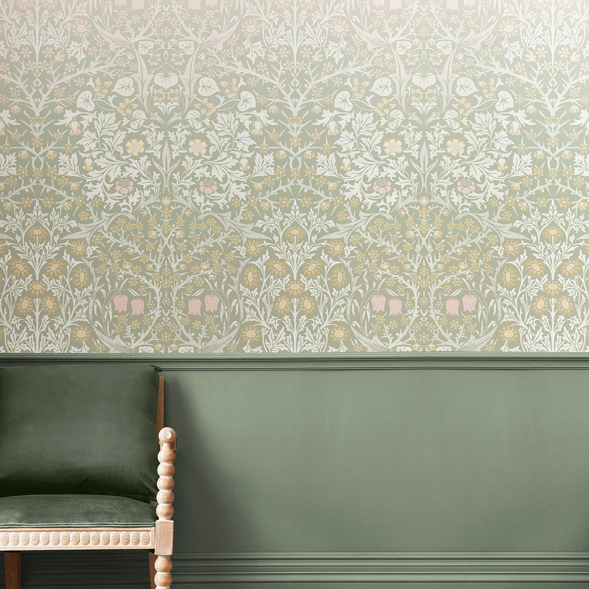 Fototapet William Morris At Home Blackthorn Sage & Pink